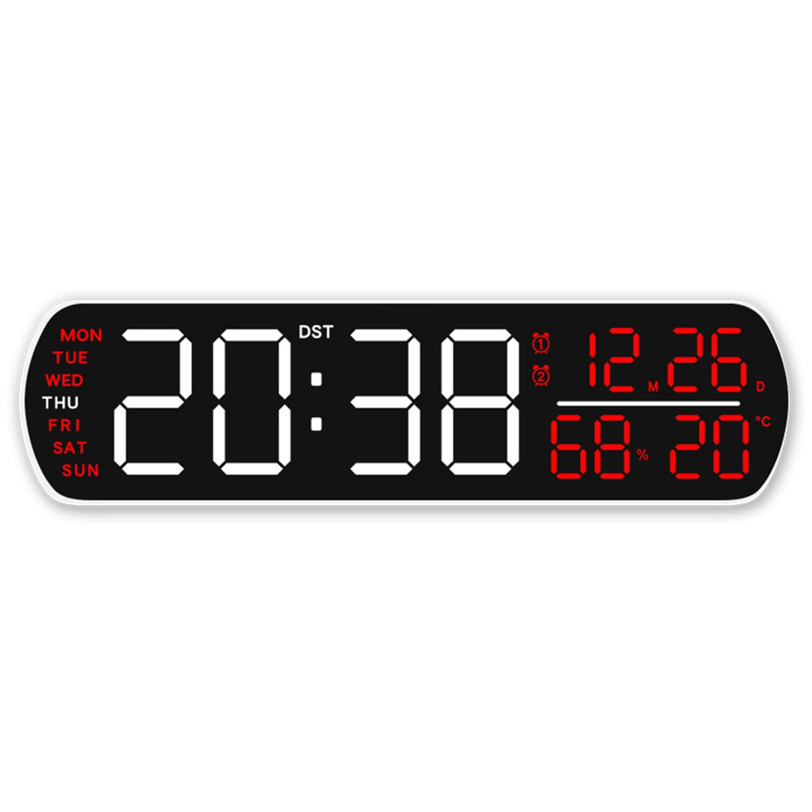 Elnwnnkc LED Digital Wall Clock with Large Display, Temperature Auto Dimming Date Alarm Clock Desk Clocks for Bedroom Home Decors Desk Wall