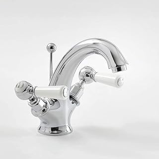 Milano Elizabeth - Traditional Mono Basin Mixer Tap Lever Handles - Chrome White
