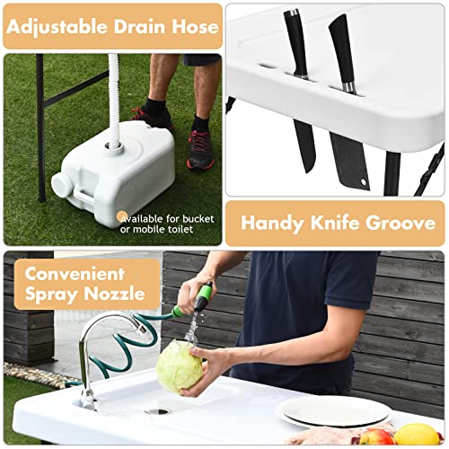 Goplus Folding Fish Cleaning Table Mesa Plegable de Limpieza para Pescado con Fregadero y Rociador, Mesa Pesada para Filetear con Conexión de Manguera y Grifo, Estación Portátil para Camping al Aire Libre miniatura 5
