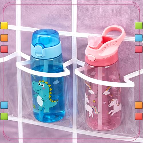 2-Pcs-Water-Bottle-Organizer-for-Classroom-32-Holders-over-the-Door-Storage-Rack-for-Cup-and-Various-Sizes-with-Hydration-Station-Sign-StickerPVCClassicPink