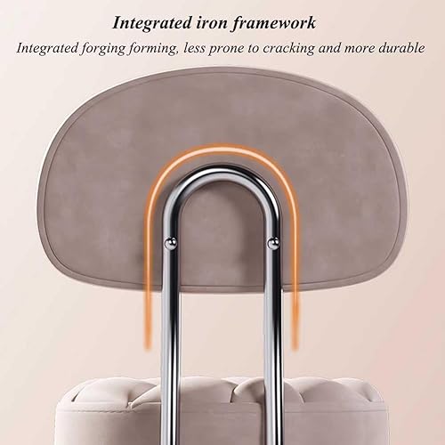 Miniatura 4 de Taburete hidráulico con respaldo ajustable y cómoda silla giratoria para spa, tienda, salón, masaje, médico, trabajo u oficina (color rosa claro,