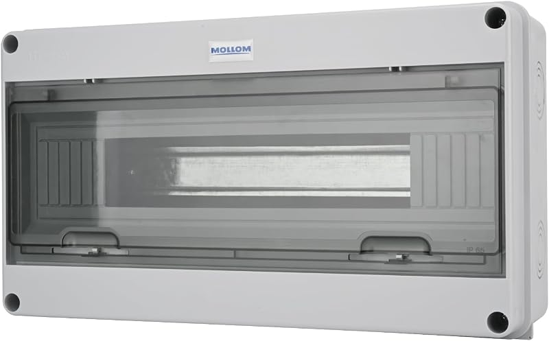 MOLLOM Caja de protección de distribución MCB con disyuntor de 18 vías | Carril DIN, IP65 a prueba de agua, interior y exterior