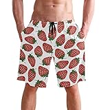 visesunny Men's New Summer Strawberry Print Beach Shorts Swim Trunks Sports Running Bathing Suits with Mesh Lining