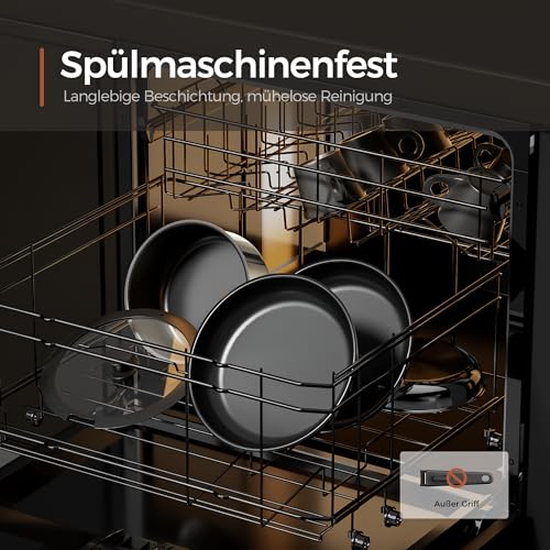 Naturepan 16-Teiliges Antihaft-Kochset, Diamant-Titan-Keramik Pfanne& 3-Schichtiger Edelstahl Töpfe & Pfannen Set mit abnehmbarem Griff… – Ansicht 8