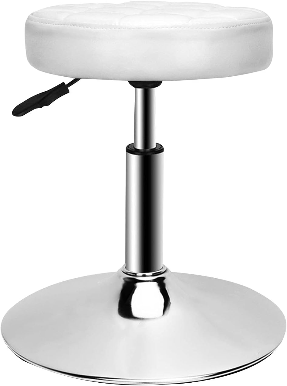 QiCheng & Lys Swivel Stool PU Leather Adjustable Stool 40-53 cm Soft Massage Stool Suitable for Bar Office Painting (White)