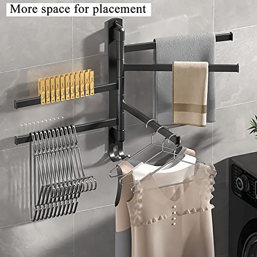 Wkzztcgd Black Swivel Bathroom Towel Rack,Towel Swing Arm 5-Arm Towel Holder, Stainless Steel Towel Bars Wall Mounted #TOP2
