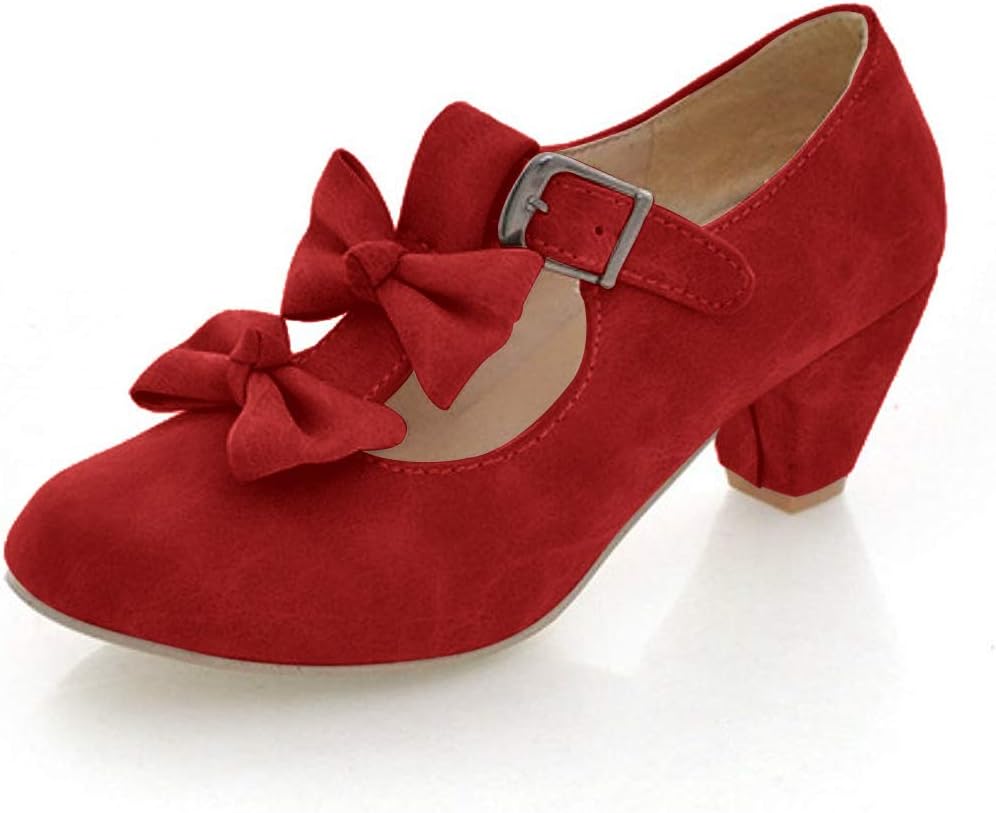 Woman's Low Heel Vintage Lolita Shoes Cute Bowknot Mary Jane Shoes
