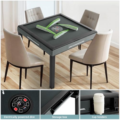 TREZHILU Roller Coaster - Style Automatic Mahjong Table with 4 Legs - 2 Sets of 42mm 152 - Tiles & Dust Cover Suitable for Chinese/Americans?Mahjong Sets for Home & Outdoor Leisure