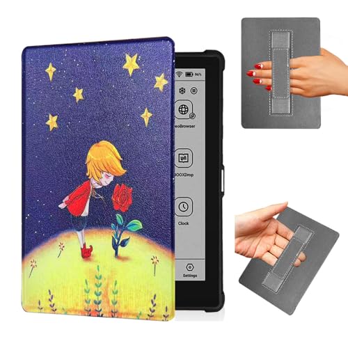 Funda para lector electrónico Onyx Boox Go 6, Poke 6/6S, Poke 5/5S de 6 pulgadas, funda protectora de piel sintética ligera con correa de mano/apagado y encendido automático (HNH)
