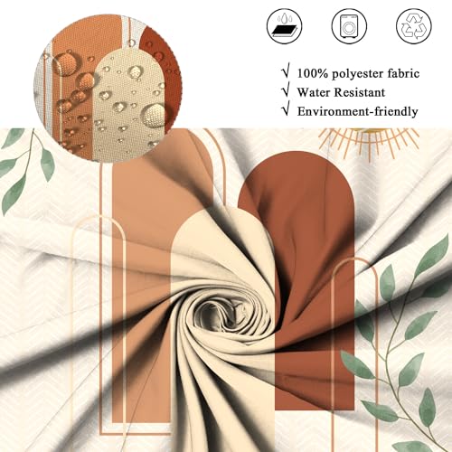 Rideau de douche boho de qualité supérieure textile feuilles vertes - 6