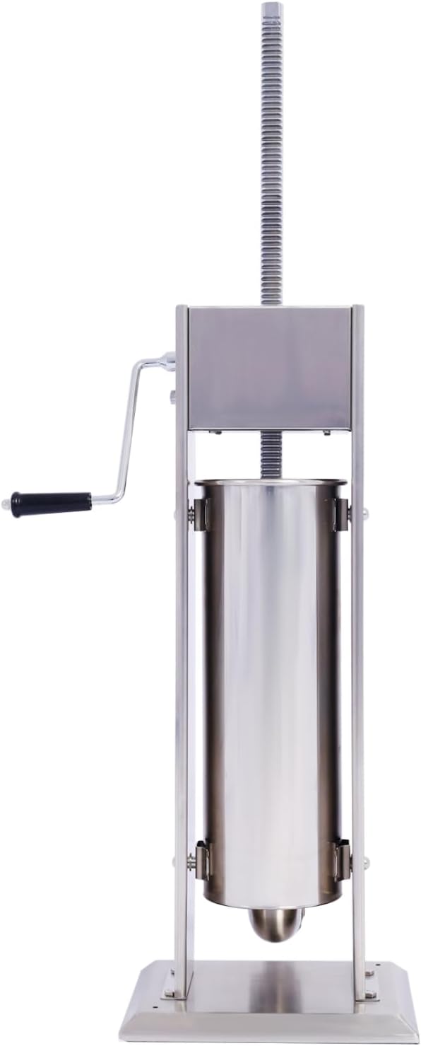 Stainless Steel Commercial Sausage Stuffer, Speed Vertical Sausage Maker 7LB/3, Meat Filler with 4 Stuffing Tubes