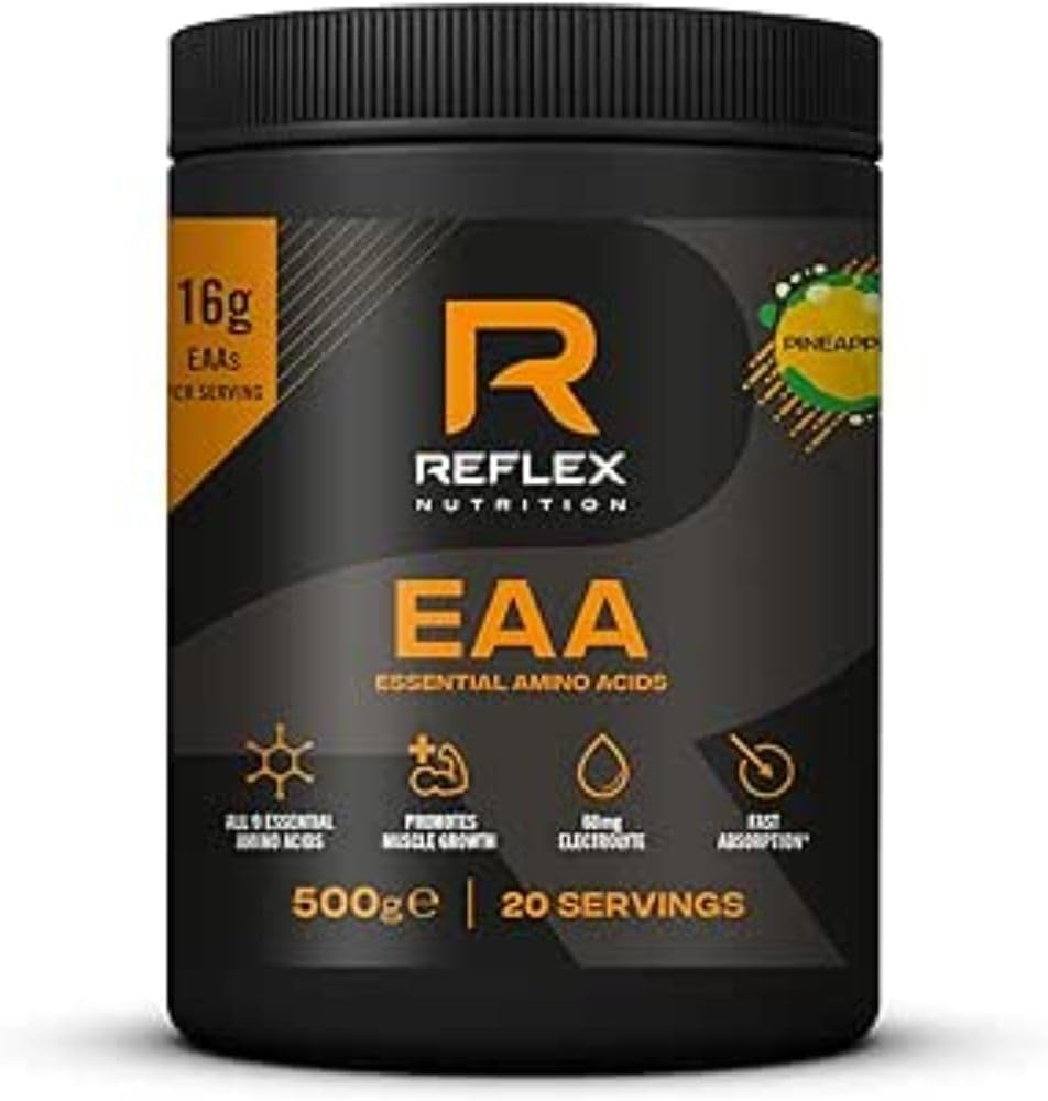 Nutrition EAA - Complete Essential Amino Acids - 16g EAAs with BCAAs, Vitamin B6, Electrolytes - Full Spectrum Amino Acids Powder for Muscle Growth & Recovery (Pineapple, 500g, 20 servings)