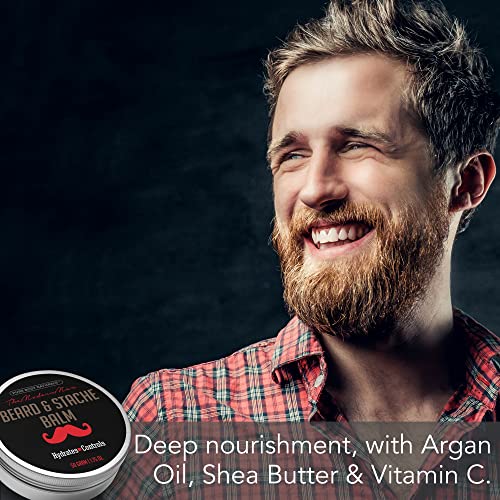 Natural Beard Balm For Men, Non-Greasy Beard Wax And Conditioner For Beard Growth, Amber Musk Scent Mustache Wax, Cruelty-Free, Beard Conditioner, Softening Beard Care By Pure Body Naturals, 1.75Oz #TOP3