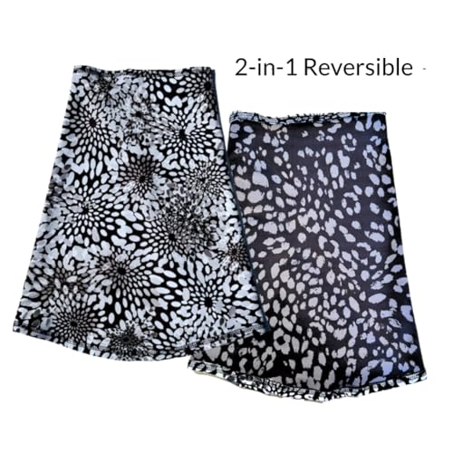 Image of BANDI UPF 50+ Reversible Sun Wrap - Lightweight UV Neck Gaiter for Women, Travel Scarf, Outdoor Protection, Made in USA - Reversible Dual Print, Moonflower /Pebbles