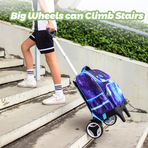 Rucksack-Trolley, Rollwagen mit Kantenschutz, geräuschlos, große Räder, Aluminiumlegierung, faltbare Handkarre mit Gepäckgurt, für Universal-Rucksäcke, Gepäckwagen für Jugendliche, Erwachsene, Schule,
