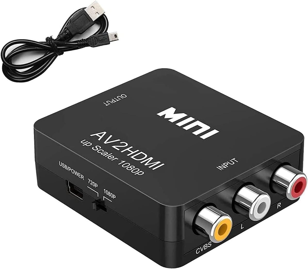 RCA to HDMI Adapter, AV to HDMI Converter, 1080P to HDMI CVBS AV Composite Video Audio Adapter for PC Laptop Mini Xbox PS2 PS3 TV STB VHS VCR Camera DVD