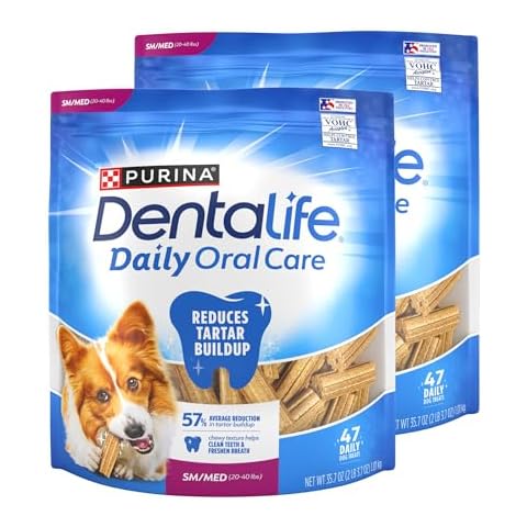 DentaLife Daily Oral Care Dog Treats for Small and Medium Dogs, Chewy Dental Treat to Freshen Breath and Fight Tartar, Chicken Flavor, 35.7 oz. each, 47 Chews each/94 Total Chews - 47 ct. Pouch Cover