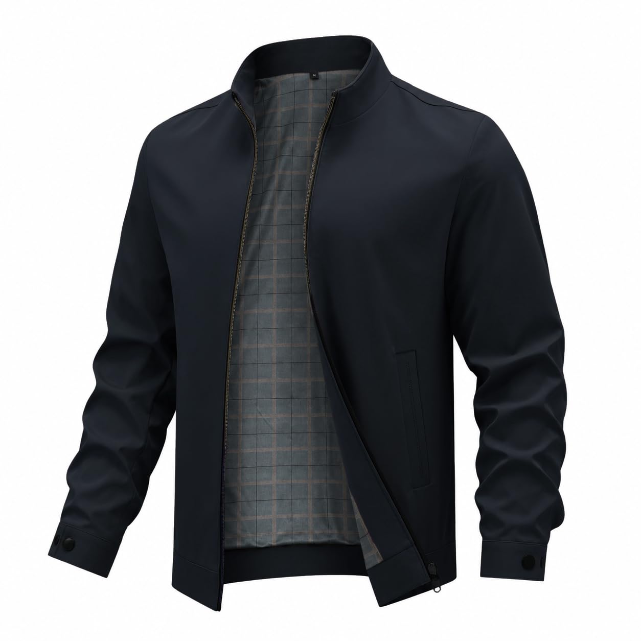Allthemen Blouson Homme Léger Zippé Veste Mi Saison Uni Formal à Col Montant Bomber Jacket Casual avec Poches