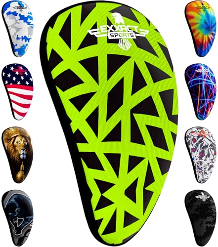 Exxact Sports Lightweight Athletic Cup Mens & Boys with Soft Rim Comfort for Superior Support, Baseball Cup Youth Boys for T-Ball, Football, Lacrosse, Hockey Groin Protector (Medium, Neon Green)