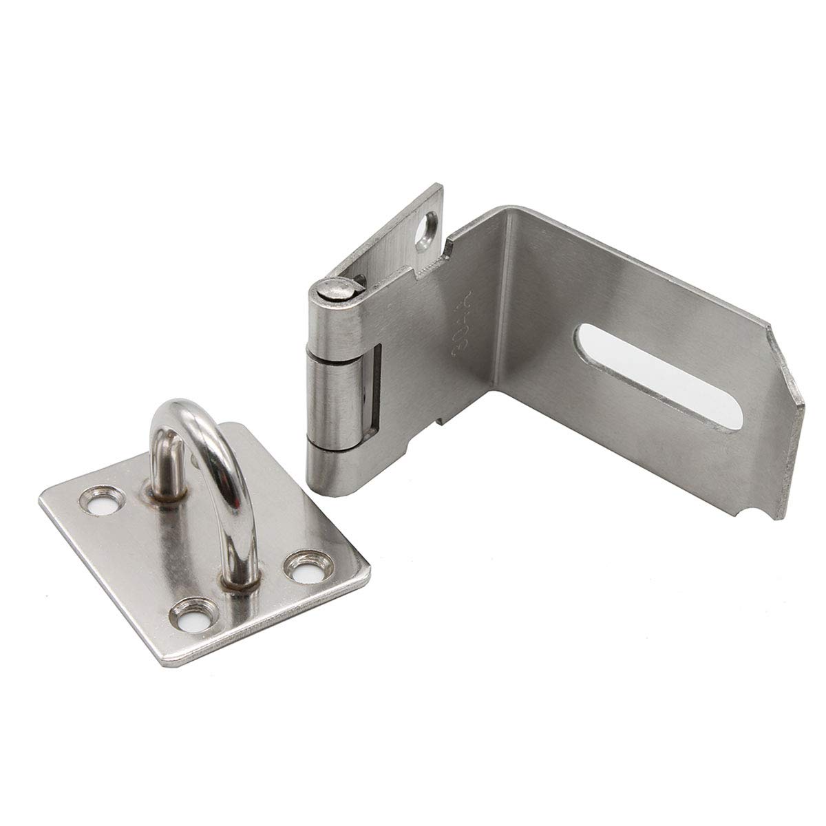 Heavy Padlock Hasp Duty, Scrocco Hasp per porta a 90 gradi, Chiusura a scatto con angolo di sicurezza in acciaio inox per Push/Sliding/Barn Door, Nichel satinato a più spessore