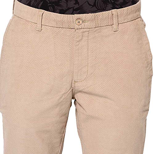 Image of Blackberrys Men's Cotton Blend Self-Design Slim Fit Casual Trousers