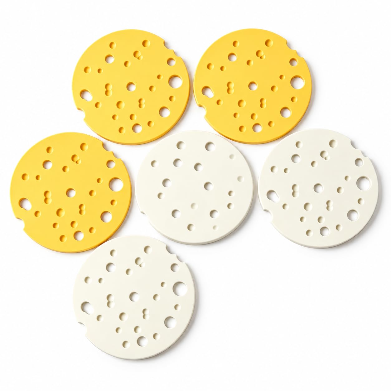 Lot de 6 dessous de plat ronds en silicone en forme de fromage pour
