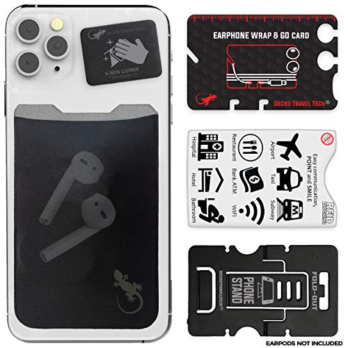 Gecko Travel Tech Ink - Gray Cell Phone Card Wallet Stick on - Credit Card ID Cash Cellphone Pocket - Gray Ink