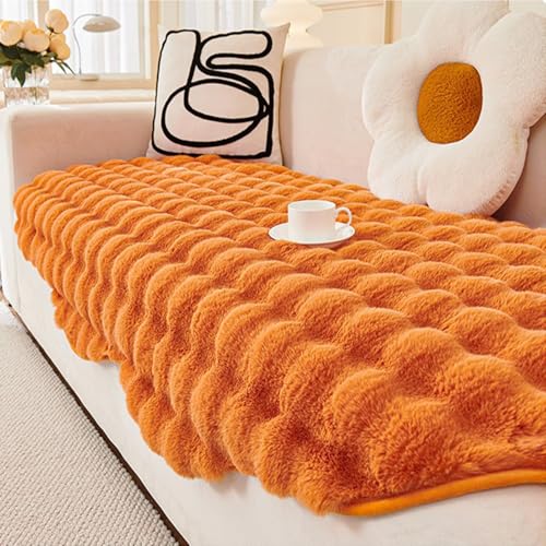Felpa Conejo Funda Sofa 1 2 3 4 Plazas Protector Cubre Sofa, Funda De Sofá Gruesa Y CáLida para Sofá De Esquina En Forma De L, Antideslizante Chaise Longue Cubre Sofa,G03,90×280cm