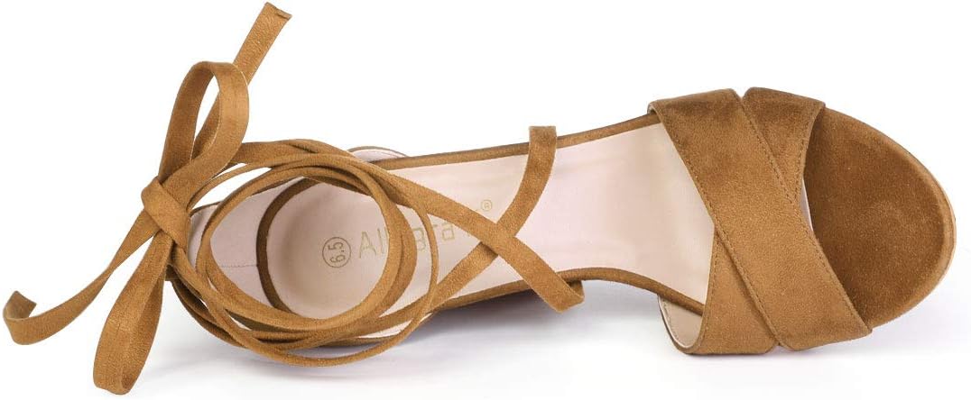 Allegra K Women's Heeled Lace up Brown Sandals - 7.5 M US - Image 4