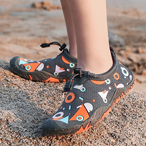 Kids Beach Shoes For Girl Boy Summer Water Shoes Outdoor Sport Athletic Swim Sneakers Lightweight Quick Dry Aqua Socks (11.5 Little Kid,Dark Grey,30) #TOP5