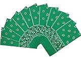 Vamqor 12pcs Bandana for women and men 100% Cotton Custom Fashion Paisley Design Multifunctional Outdoor Square Handkerchief (Green)
