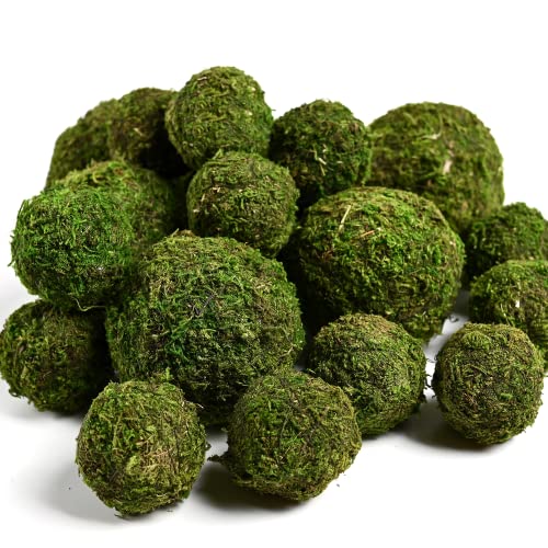 Usmola 18Pcs Fake Moss Balls, 6Pcs 3.2' Faux Green Balls + 12Pcs 2' Artificial Moss Decorative Balls For Centerpiece Bowls (Fresh Green)