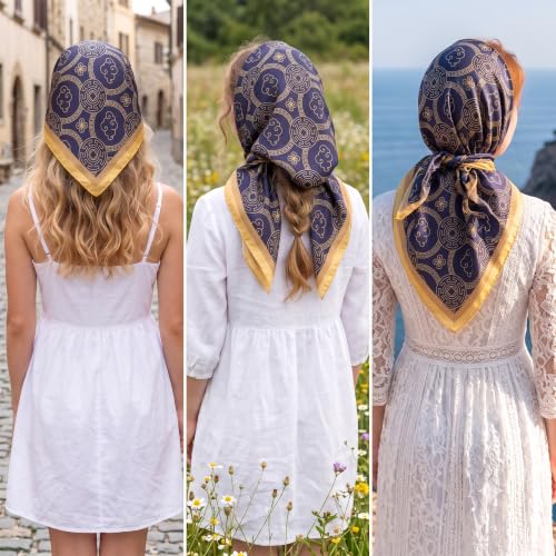 Image of Ravaiyaa - Attitude is everything Women Printed Silk Bandana 21 x 21 Inch Square Headband & Hair Wrap, Soft & Versatile | Fashion Neck Wrap