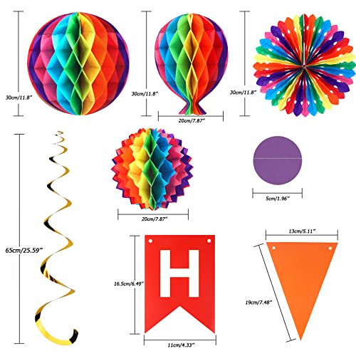 Anwyll Rainbow Birthday Party Decorations Kit for Kids Children Girls Boys,Colorful Birthday Party D