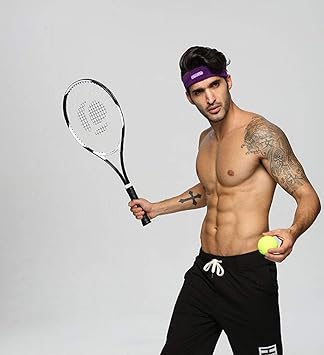 Amazon 髪のスポーツタオルヘッドバンドヘッドバンド 汗吸収テニスヘッドバンドヘッドバンドの女性の女性ヘッドバンド 色 Purple ヘッドバンド