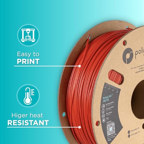 Image of Polymaker PETG Filament 1.75mm, 1kg Red - PolyLite PETG 3D Printer Filament, Print with Most 3D Printers