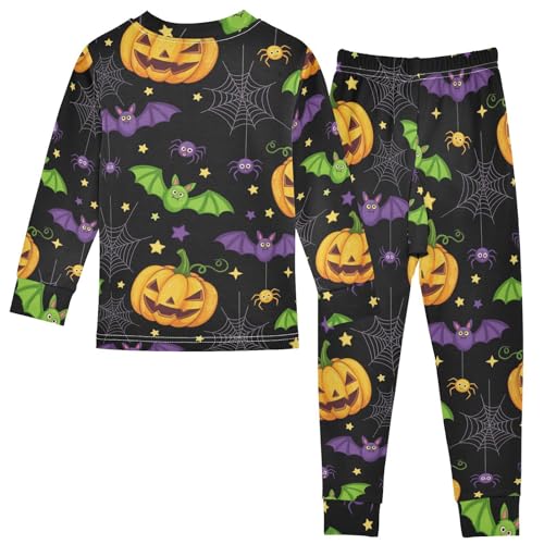 Pajama Sets Long Sleeve Halloween Themed Bat Spider Soft Comfy Sleepwear 2 Piece PJS 3-8T3