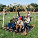 Baobrava Pop Up Sports Tent - Thick PVC, Scratch-Resistant Bubble Clear Tent, Instant Weather Proof Pod with Extra Top Cover for Soccer, Football Games, Outdoor Events, 1-6 Person