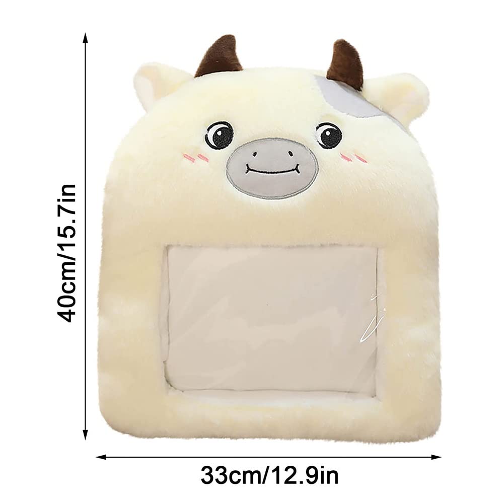 Hand Warmer Winter Pillow Plush Animal Handbag con película transparente, regalo para hombres, mujeres, niños, aire libre, pesca, senderismo, caza, esquí, ciclismo, motociclismo, golf, camping