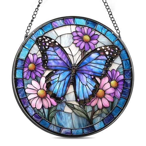Zhuoyaju Stained Glass Suncatcher Window Hanging, 7.8 x 7.8 in