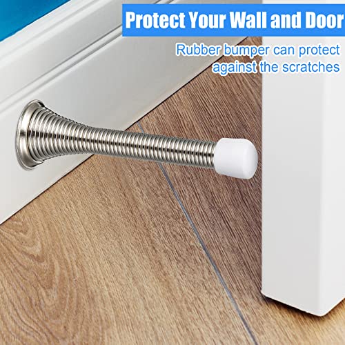 36 Pieces Spring Door Stopper Brushed Satin Door Stop For Wall 3-1/8 Inch Flexible Heavy Duty Wall Protector Doorstop With Rubber Bumper Tips (Brushed Silver) #TOP5