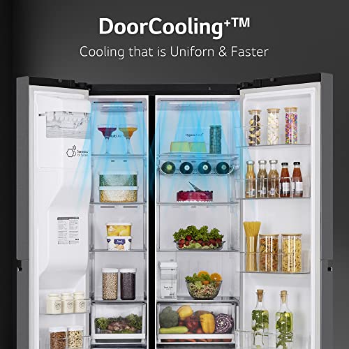 Image of LG 635 L Frost Free Inverter Wi-Fi Side-By-Side Refrigerator Appliance (2023 Model, GL-L257CMCX, Matt Black, Door Cooling+ | with Water & Ice Dispenser)