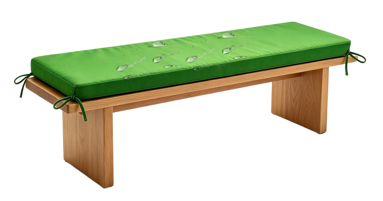 YNJJKA 80% Waterproof Chair Cushions Outdoor Tie On Garden, Bench Seat Cushion Outdoor Replacement Patio Furniture Long Cushion with Ties, Seat Pad for Porch Swing(Green,120x50 cm 47x20 in)