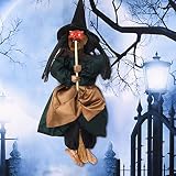 Animierte hängende schreiender Geist Horror Hexe mit gruseligem Schrei und leuchtenden Rote Augen Halloween Dekoration Requisiten für Haunted Tür Wand Haus Bar Restaurant KTV Dekor hängender Anhänger