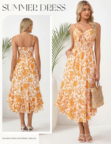 Image of GRACE KARIN Womens Maxi Floral Sundresses Summer Beach Boho Dress Spaghetti Strap Dresses Casual Fashion Clothes with Pockets