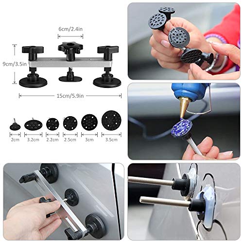 Image of Dent Puller - Car Dent Puller, 45PCS Car Dent Puller Kit with Slide Hammer T-bar Dent Puller and Bridge Dent Puller for Car Dent Repair and Metal Surface Dent Removal