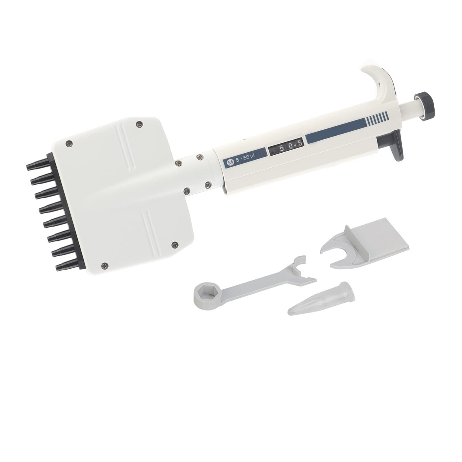 Cryfokt Pipeta Mecánica Ajustable de 8 Canales para Herramienta de Laboratorio, Diseño Ergonómico, Control Manual Completo para Medición de Precisión, Pipeta de Volumen Variable de 5-50 μl para