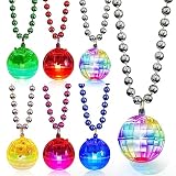 Henoyso 6 Pcs LED Disco Ball Necklaces Light up Necklaces 70s Party Decorations Accessories Women Disco Ball Costume Party Favors for Women Dance Supply(Mixed Color)