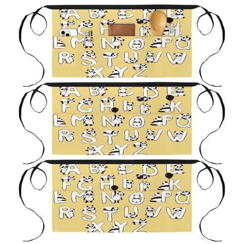 Demi-tablier pour cuisine lot de 3 tabliers courts chef 3 poches restaurant bar et nettoyage