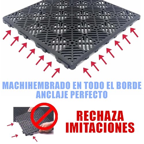 Miniatura 9 de Loseta De Polipropileno Antihumedad Color Gris Forja 30x30x1,5cm - Suelos De Piscinas, Baños, Terrazas, Bajo Tarima, Césped Artificial, Trasteros, Perreras
